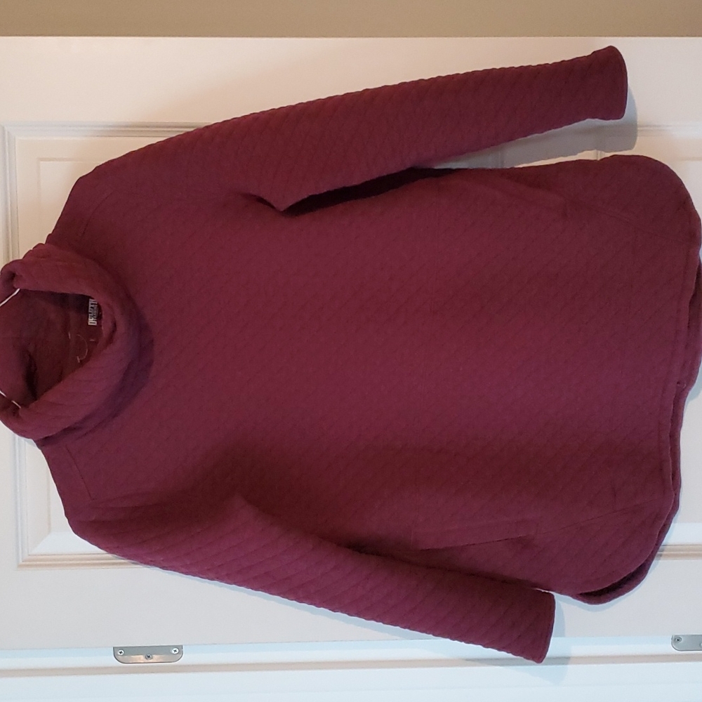 Cowl neck quilted tunic sweater